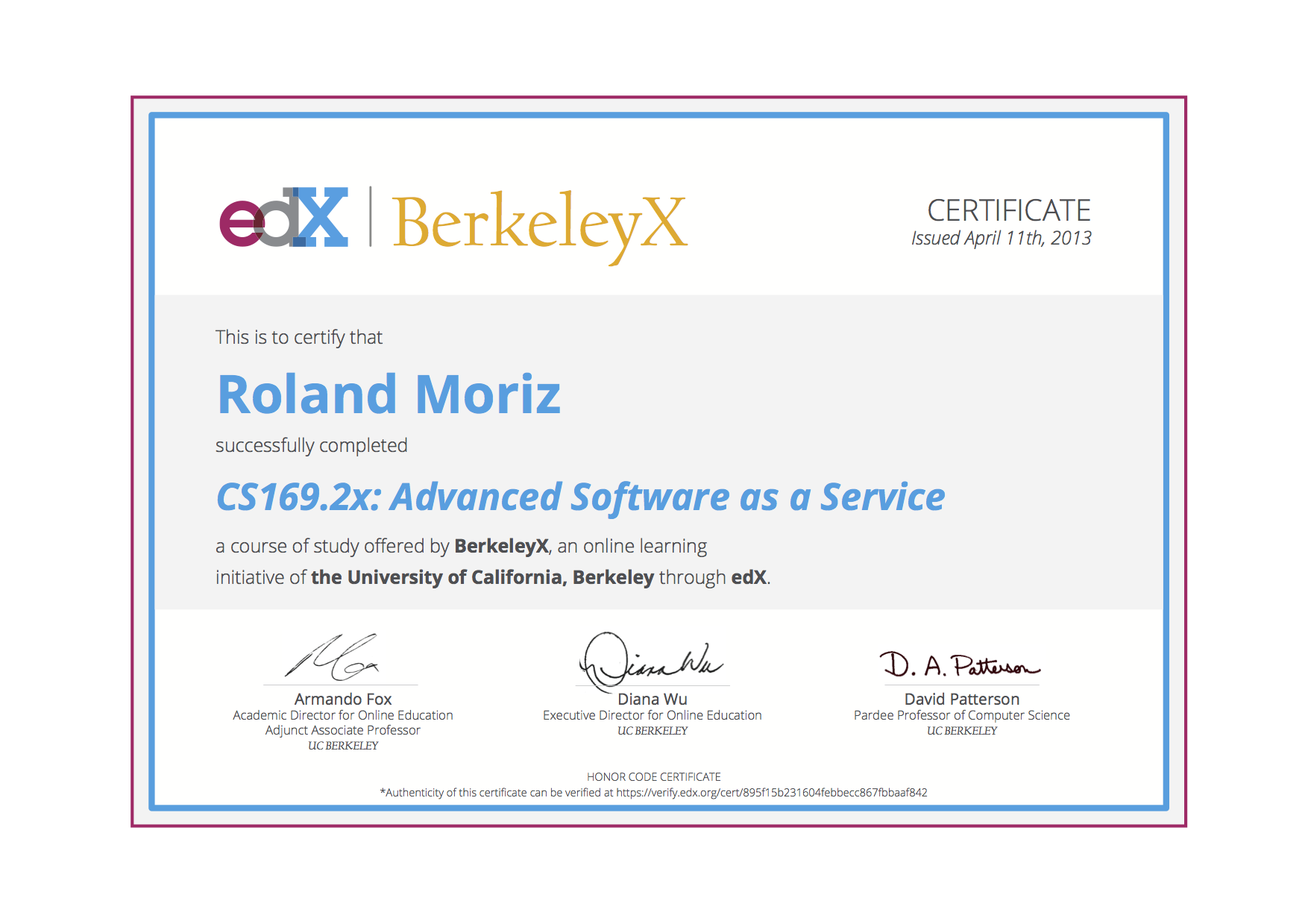 Berkeleyx certificate 169.2x